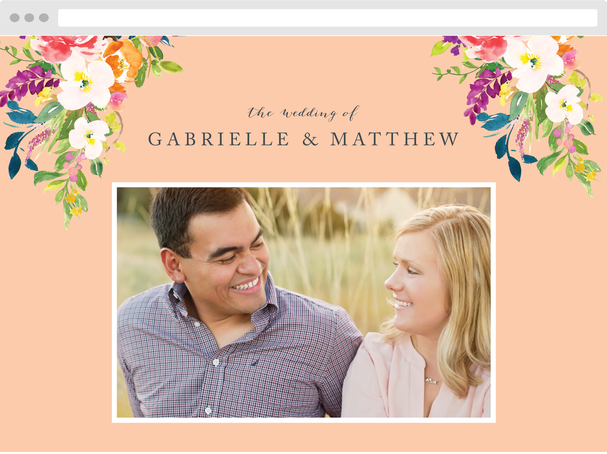 Simplify your wedding planning and skip the guesswork with our Spring Peach Wedding Website.
