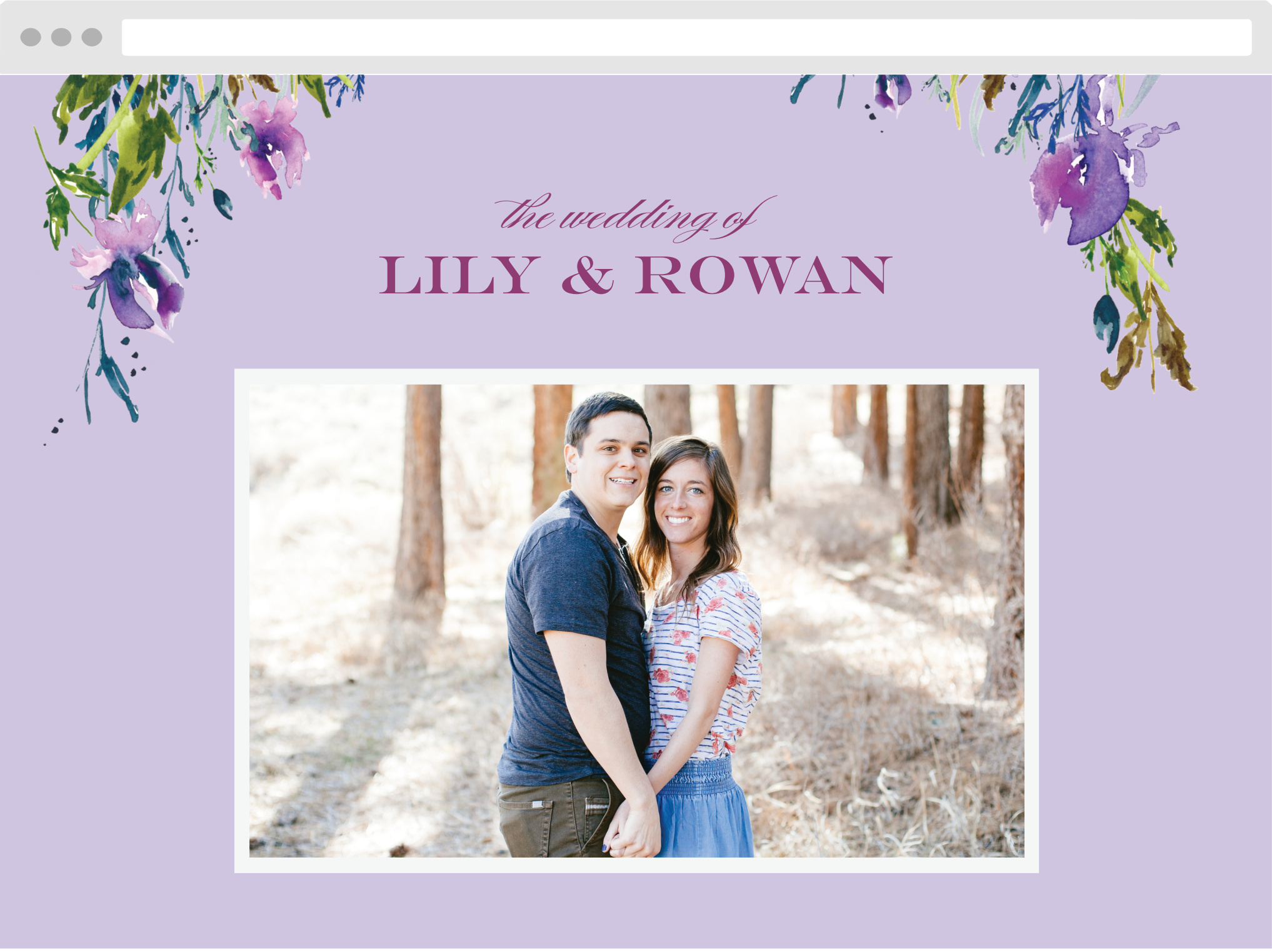 Simplify your wedding planning and skip the guesswork with our Lavender Blooms Wedding Website.