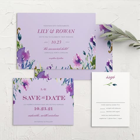 Lavender Blooms Wedding Invitations