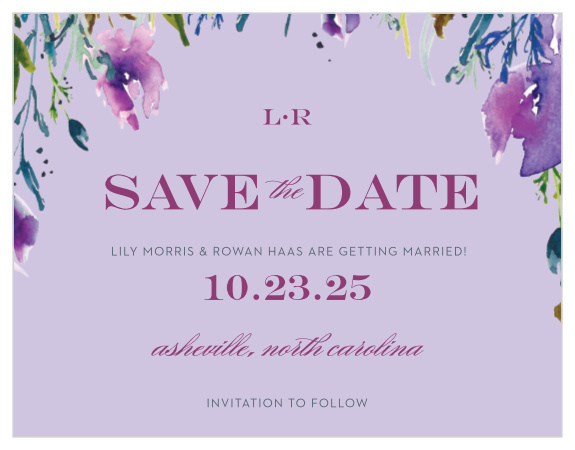 Make a spot on everyone’s calendar with our Lavender Blooms Wedding Save the Date Magnets.