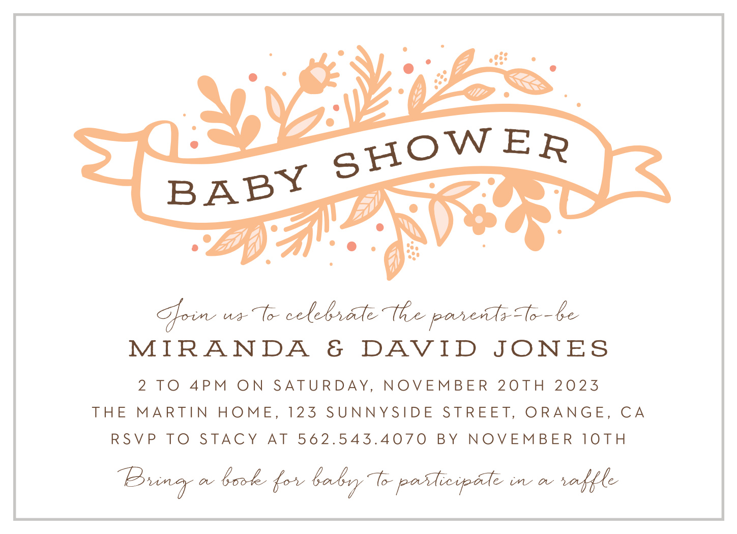 Floral Banner Baby Shower Invitations