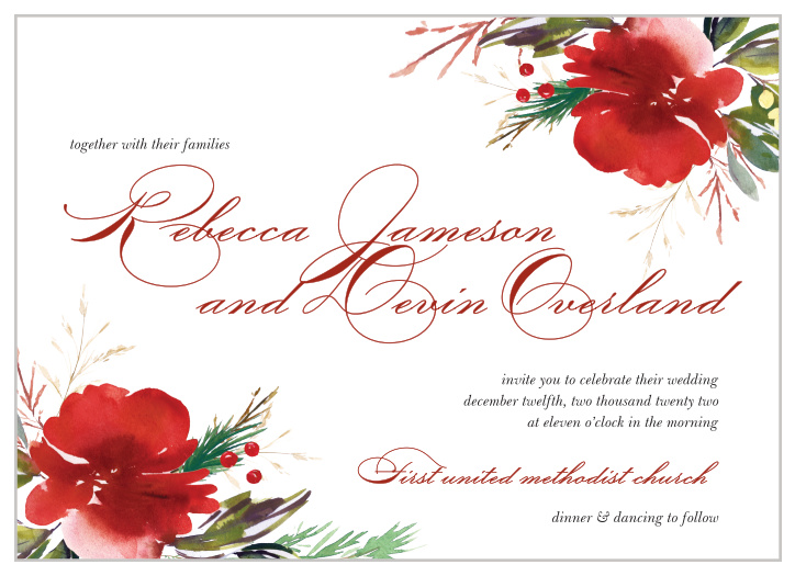 Christmas Pine Wedding Invitations offer a modern marriage of classic elegance and holiday festivity.