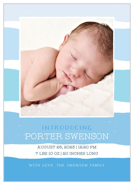 Our Beach Waves Birth Announcements are the perfect subtly-tropic designs for introducing your new baby to friends and family!