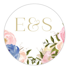 Create the emblem of your wedding day with our stunning Floral Antlers Wedding Stickers. Flowers bloom from the bottom of the card in a gorgeous assortment of blues and pinks, growing steadily upward to your initials in elegant pseudo-gold and providing your guests with a breathtaking first look at your wedding style.