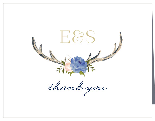 Floral Antlers Wedding Thank You Cards
