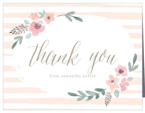 Stripes & Flowers Baby Shower Thank You Cards