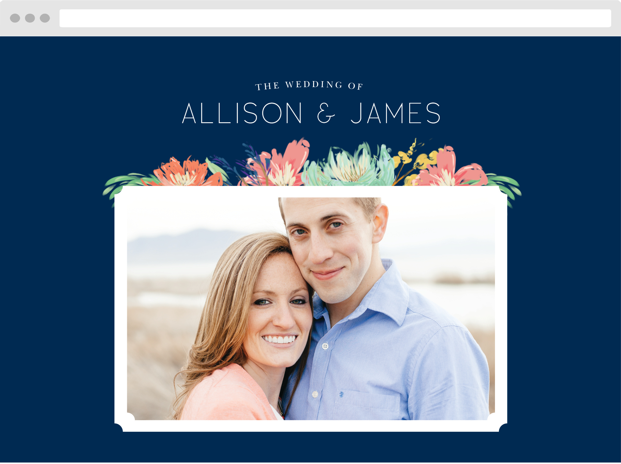 Simplify your wedding planning and skip the guesswork with our Tropical Blooms Wedding Website.