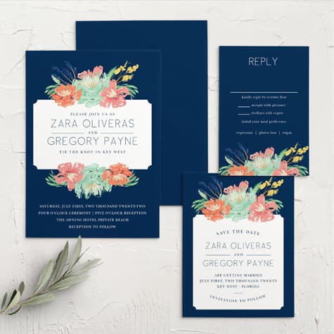 Tropical Blooms Wedding Invitations