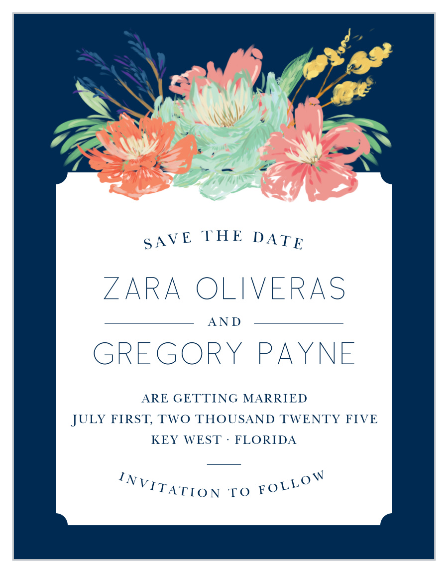 Tropical Blooms Save the Date Cards