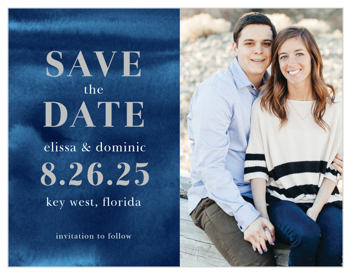 Indigo Watercolor Save the Date Cards