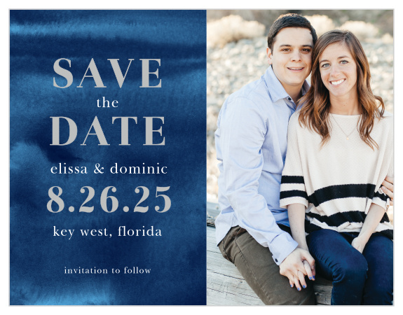 Make a place on your loved ones' calendars with our striking Indigo Watercolor Save the Date Magnets.