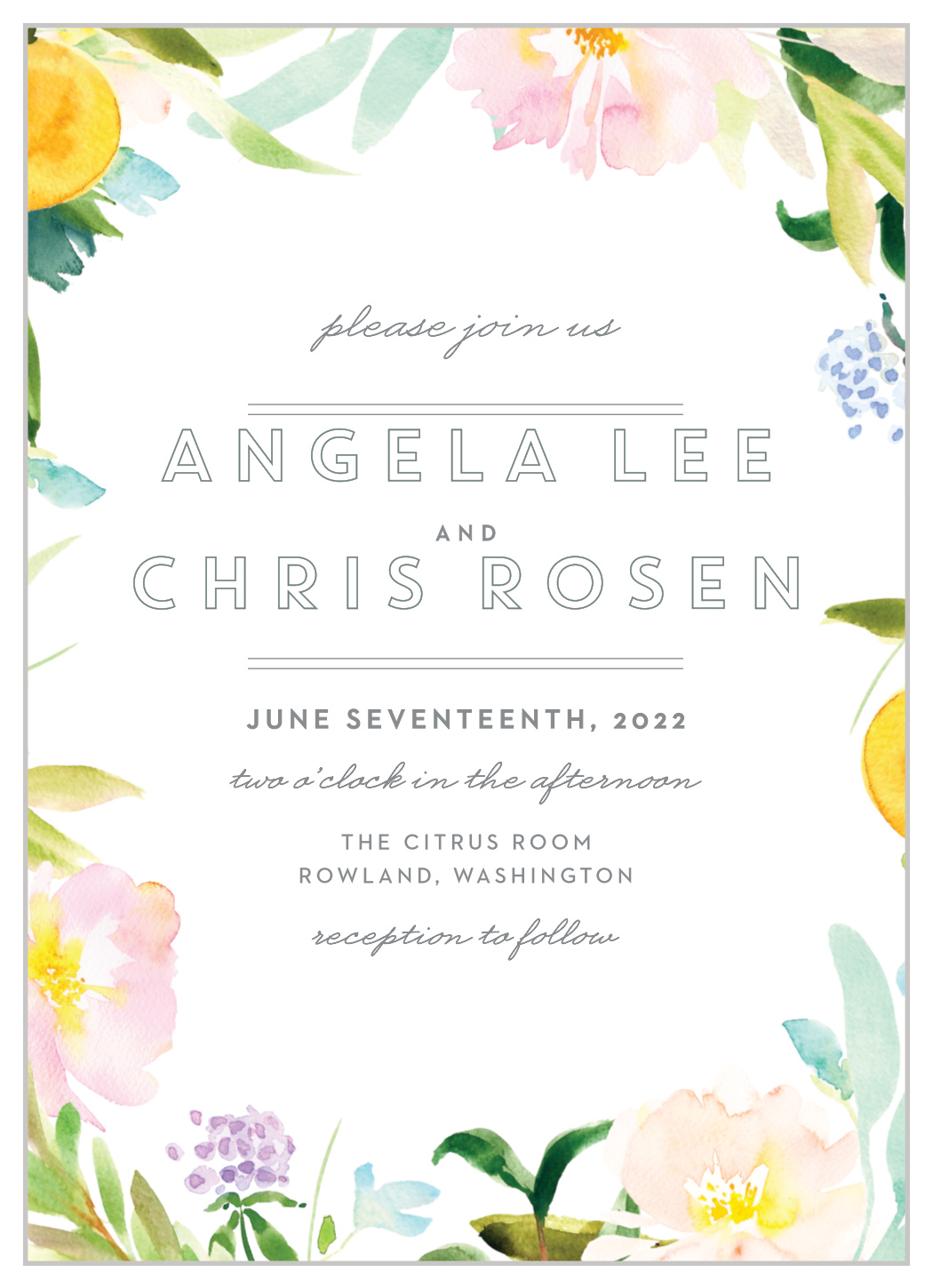 Summer Bouquet Wedding Invitations