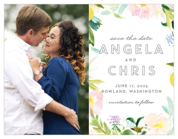 Make a spot on everyone’s calendar with our energetic Summer Bouquet Save the Date Cards.