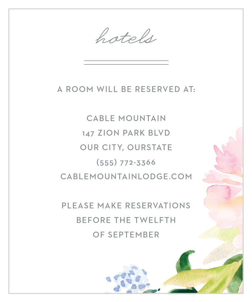 Summer Bouquet Accommodation Cards