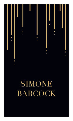 Few things are as eye-catching as our Sparkling Salon Business Cards; lines of shining gold-foil descend toward your name, which shines just as brightly. Set against a deep black background and featuring only the details that your clientele truly needs, these business cards are an elegant representation of the services you provide.