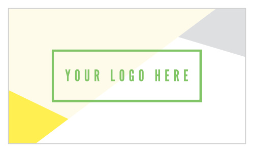 Our Modern Logo Photography Business cards feature a geometric design with modern coloring of mustard yellow and pseudo silver.