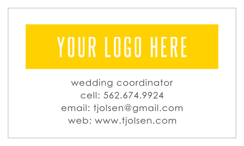 Every business relationship begins with a "hello"; our Bright Blogger Business Logo Card utilize that simple fact in their design, using a bright yellow background and swooping calligraphy to spell out your greeting.