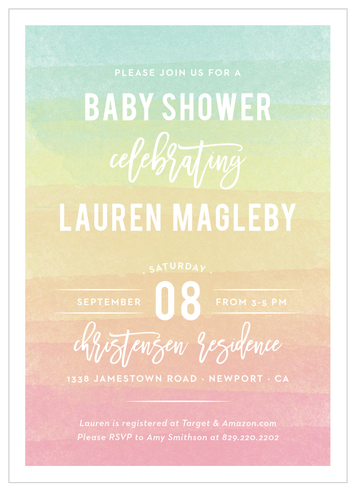 Rainbow Wash Baby Shower Invitations