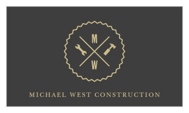 Our Construction Tools Business Cards utilize the tools of your trade to deliver a classic elegance- your business's initials are surrounded by those tools and encircled by a hearty ring in the same shining gold foil as the business name below, guaranteeing that your clients are left wanting more.