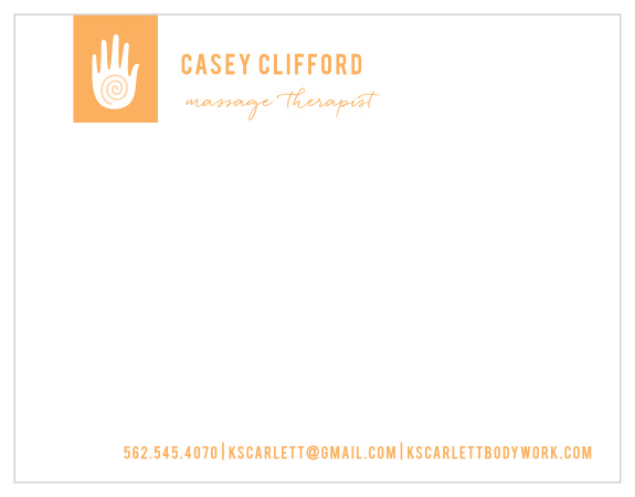 Our warm Massage Therapist Business Stationery is just the thing to bring you the clients you need.