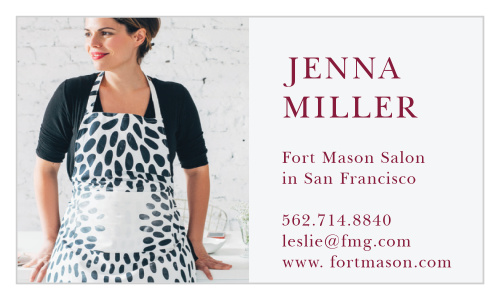 Our Half Photo Landscape Business Cards feature your photo alongside your details.