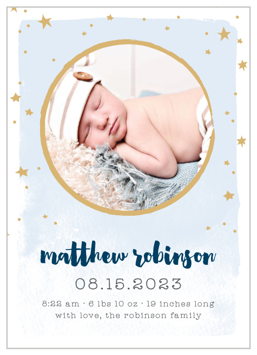 Our To The Moon Birth Announcements bring a level of love and excitement as big as the night sky.