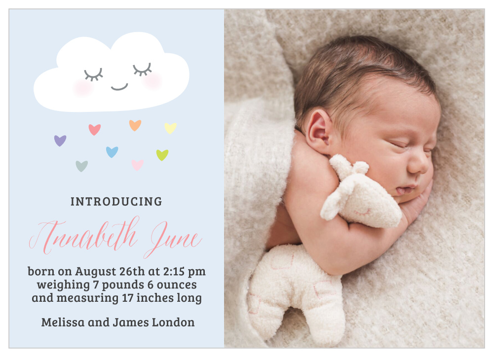 Rainbow Cloud Birth Announcements by Basic Invite