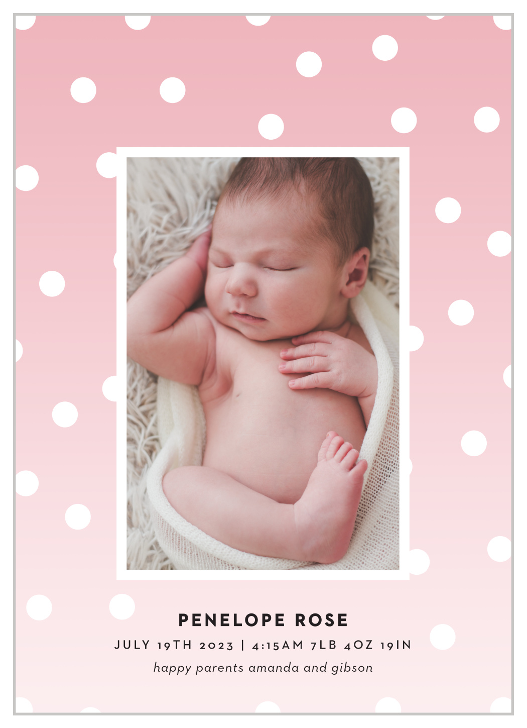 Ombre Dots Birth Announcements