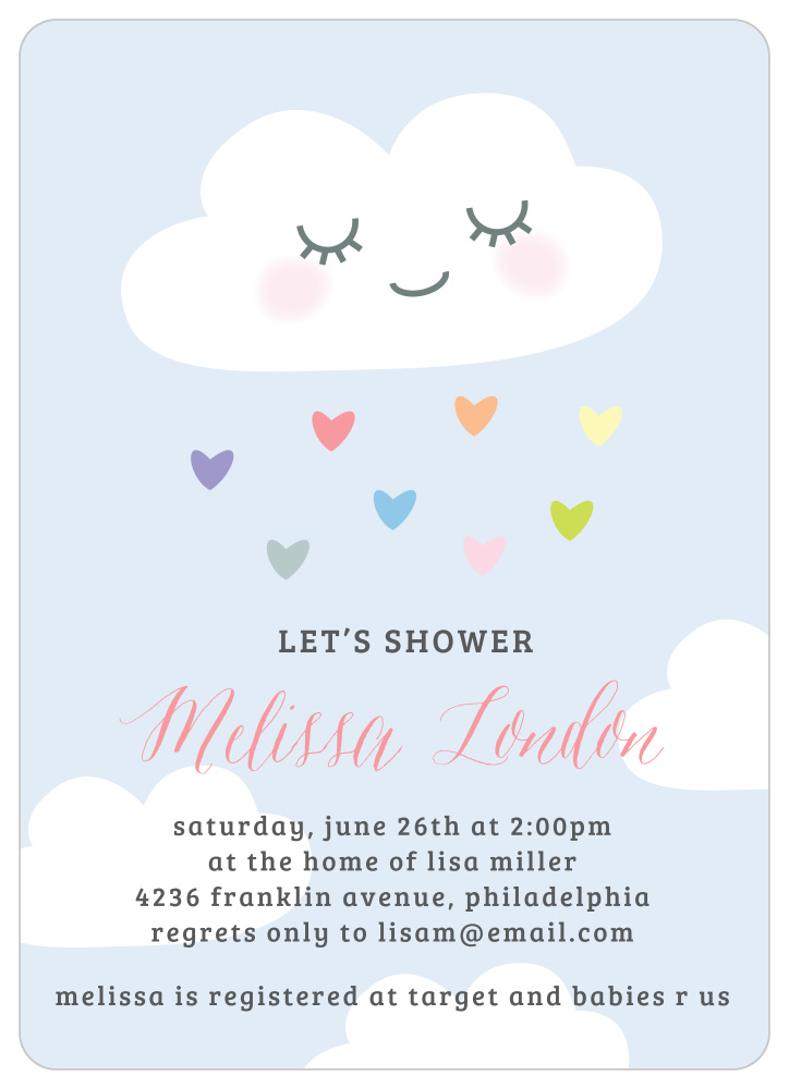 Rainbow Cloud Baby Shower Invitations