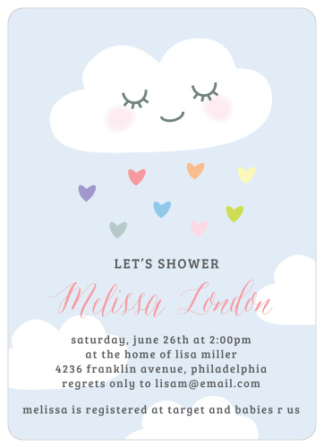 Let the love rain down with our Rainbow Cloud Baby Shower Invitations.