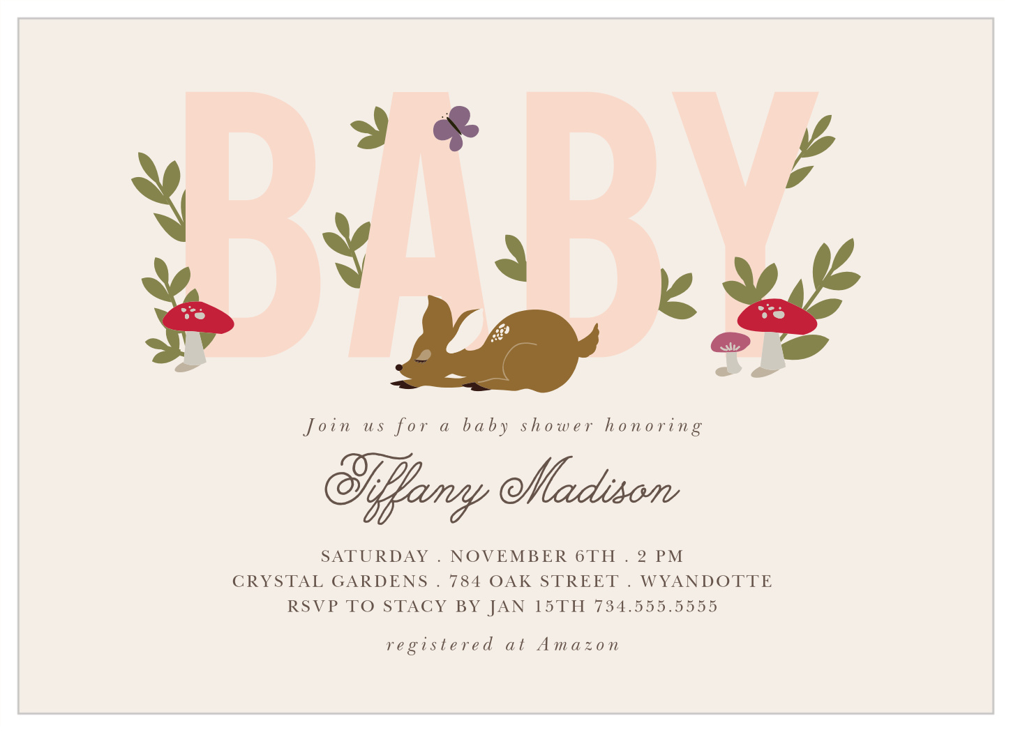 Woodland Deer Baby Shower Invitations