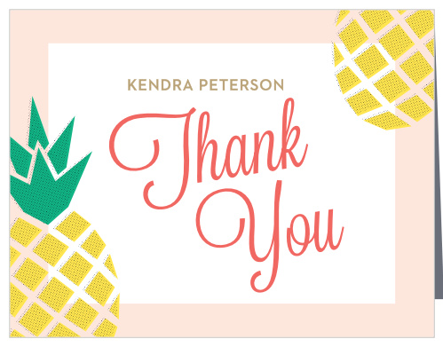 Our Pineapple Paradise Baby Shower Thank You Cards utilize offset printing to bring a pop of color and a fresh look.