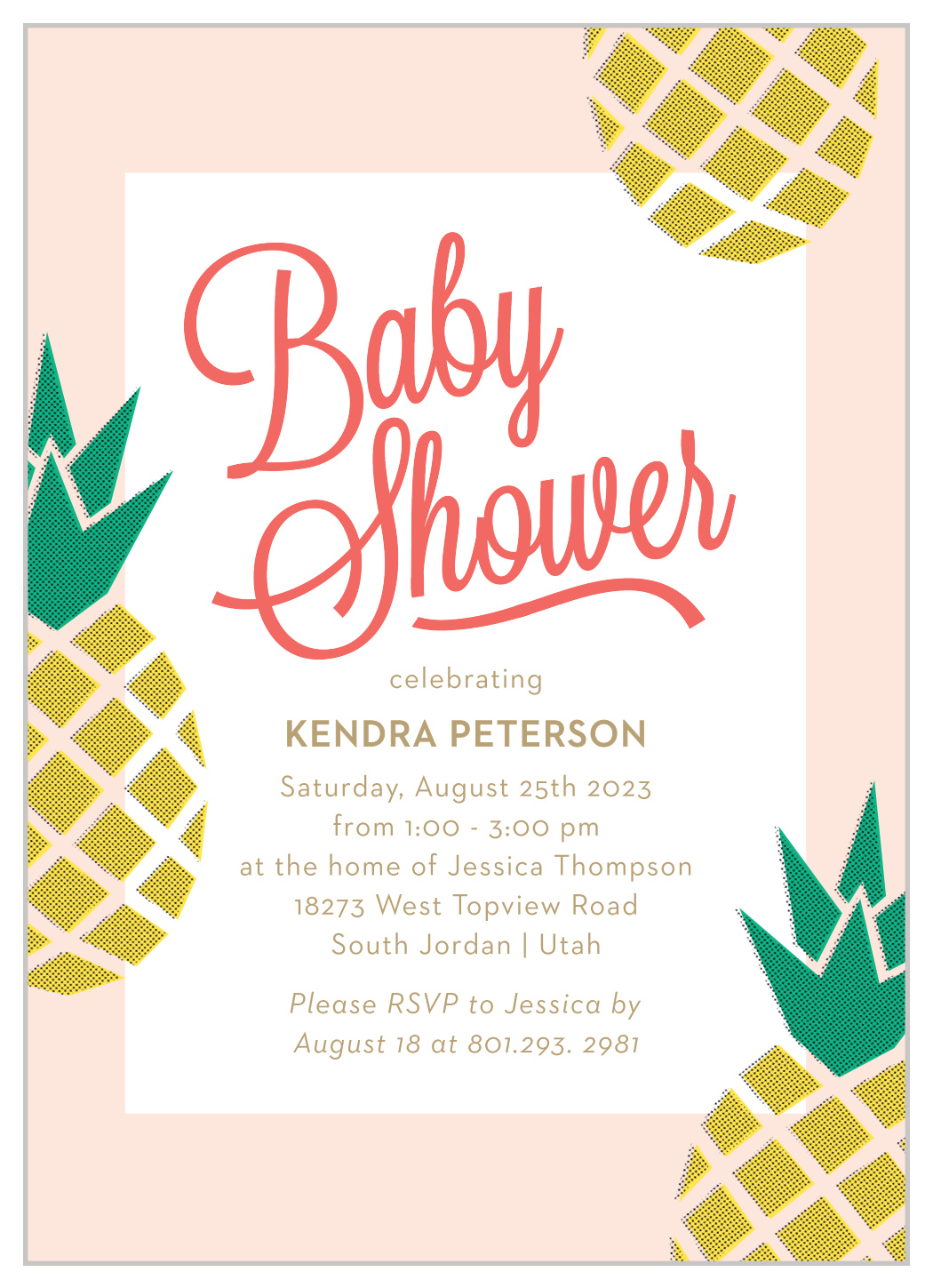 Pineapple Paradise Baby Shower Invitations