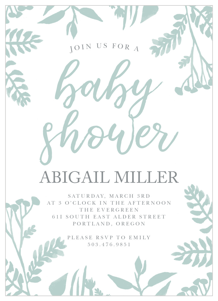 Painted Botanicals Baby Shower Invitations