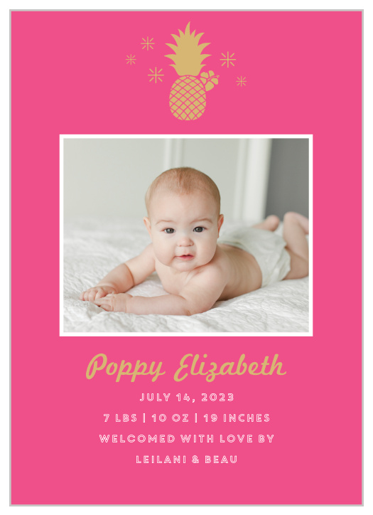 Send an Aloha from your baby to your loved ones with our Pineapple Luau Birth Announcements.