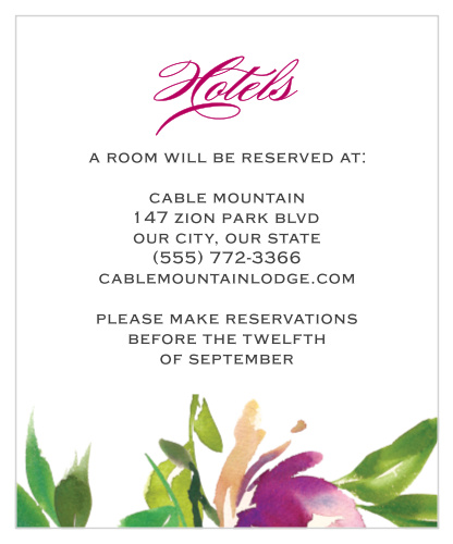 Fresh Cut Flowers Accommodation Cards