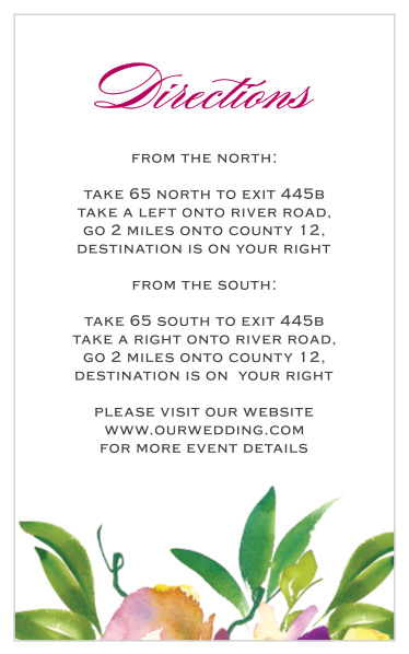 Help your friends and family find your event with our stunning Fresh Cut Flowers Direction Cards.