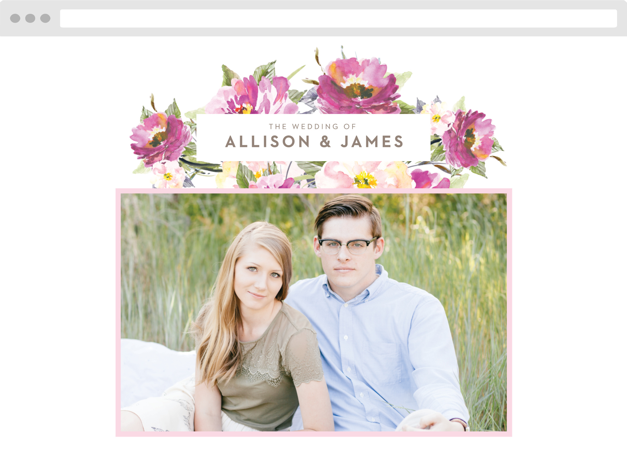 Let your love flower with our Simple Spring Wedding Website.