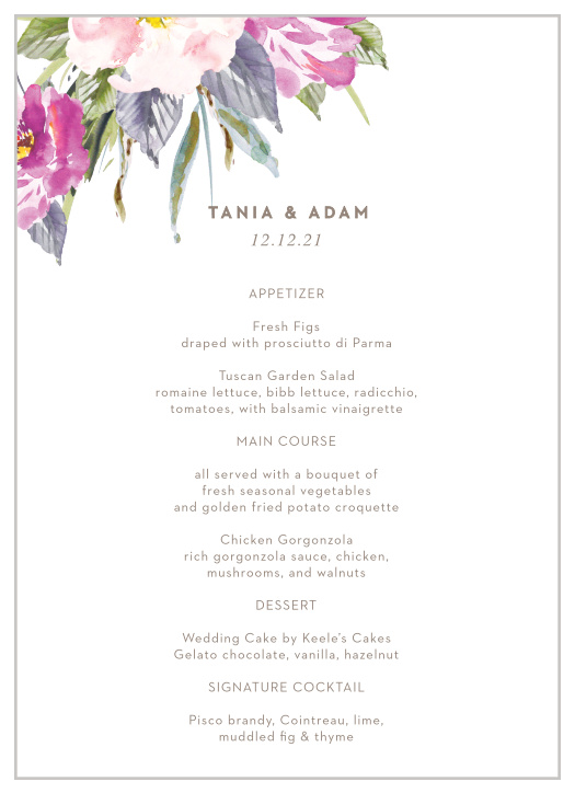 Let your love flower with our Simple Spring Wedding Menus.