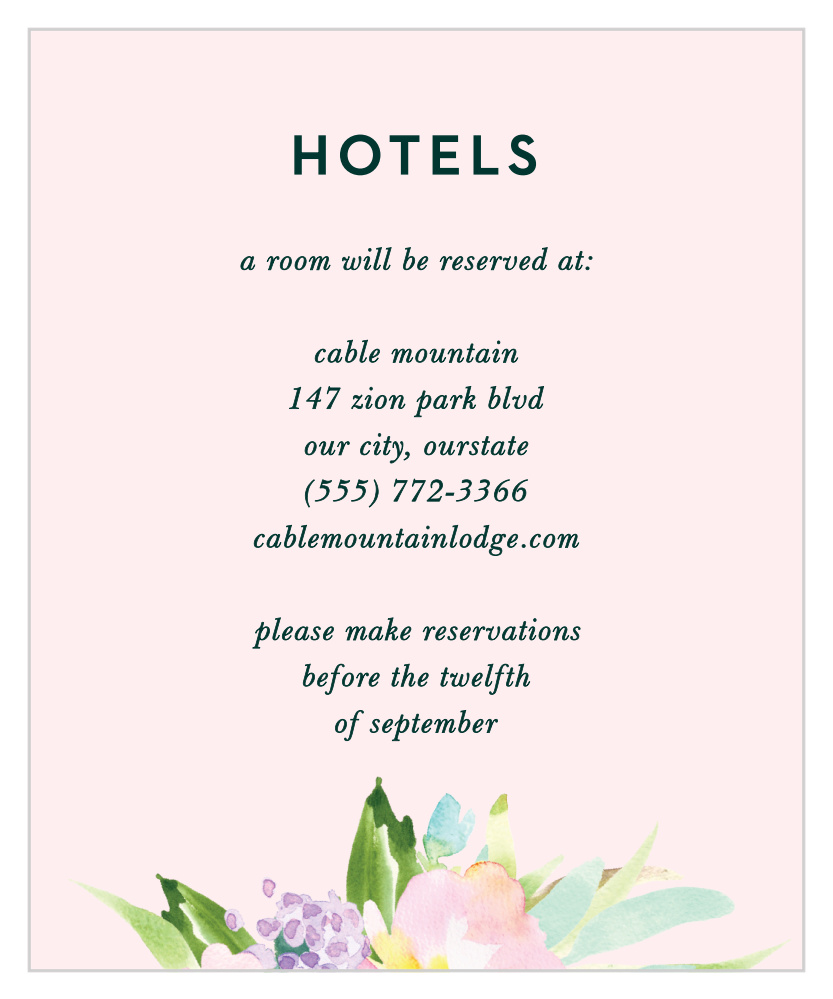 Citrus Flowers Accommodation Cards