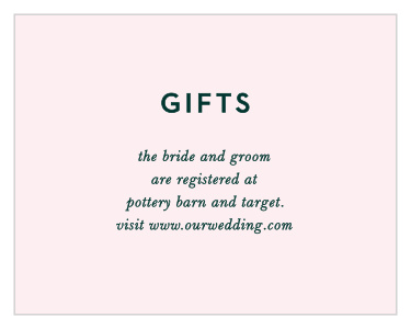 Our Citrus Flowers Registry Cards are designed with simplicity in mind, but still feature a touch of romance with a pale, smoothie pink background.