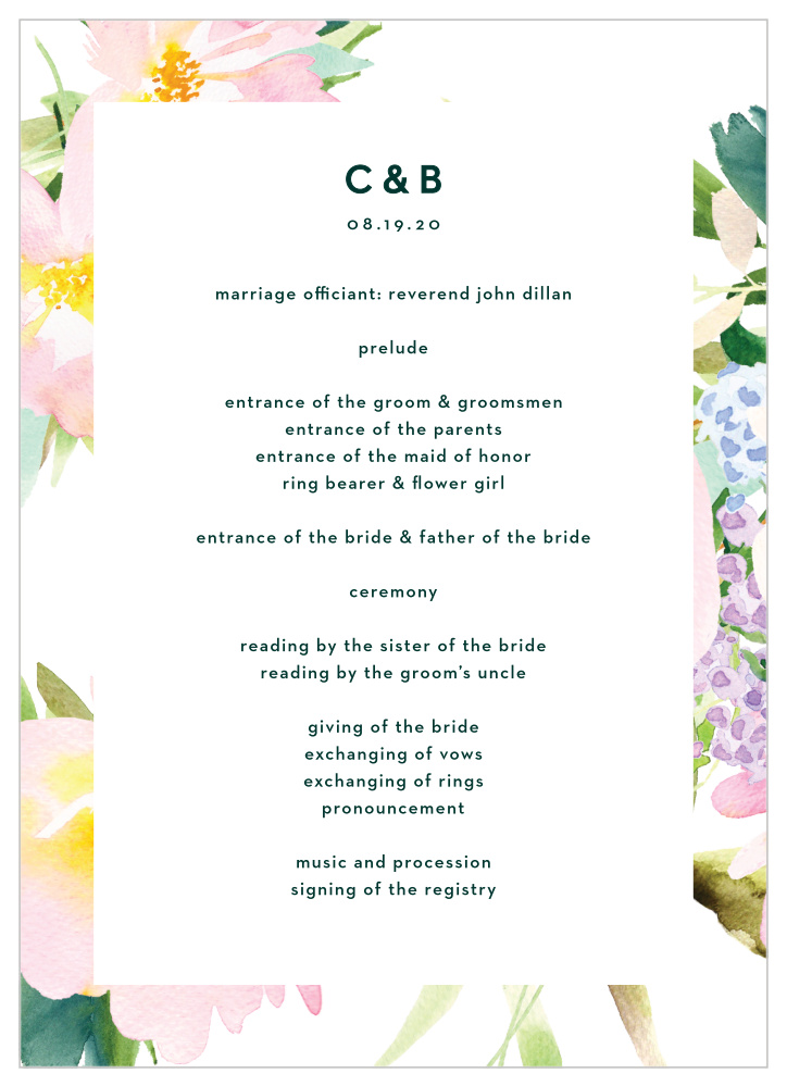 Citrus Flowers Wedding Programs