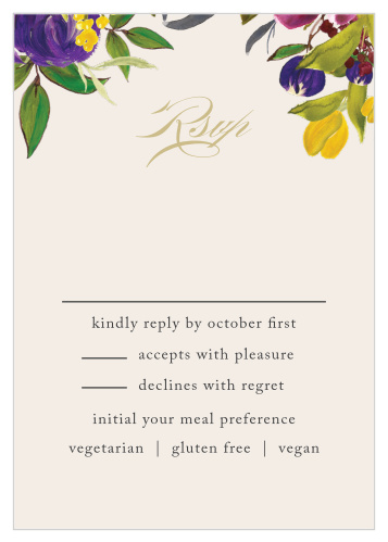 Simplify your wedding planning and skip the guesswork with our Regal Arrangement Response Cards.