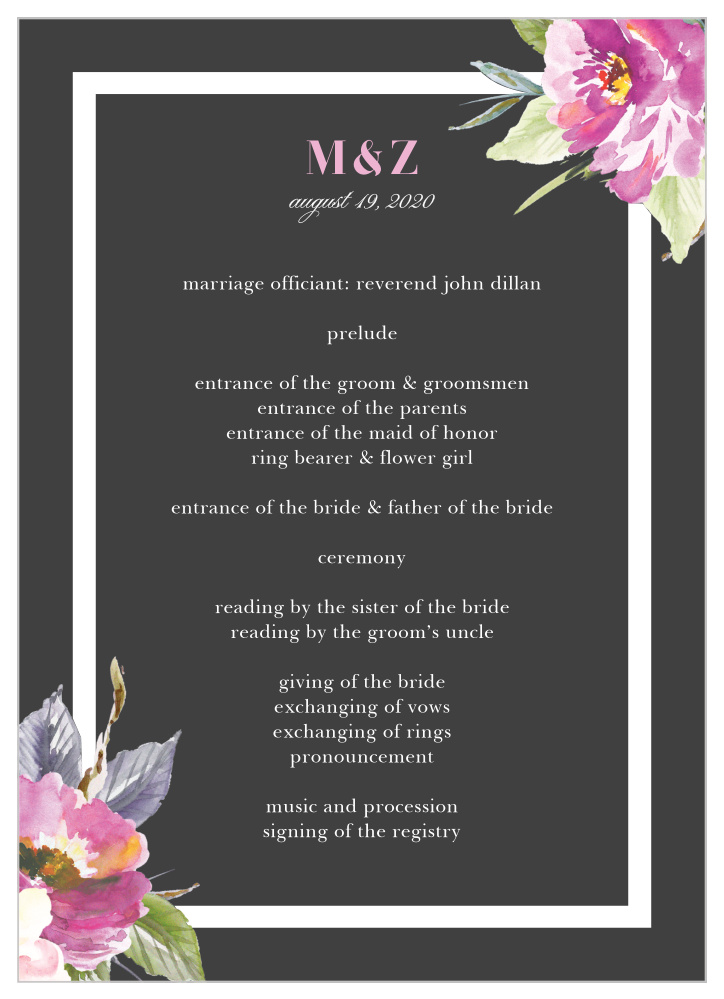 Luxe Roses Wedding Programs