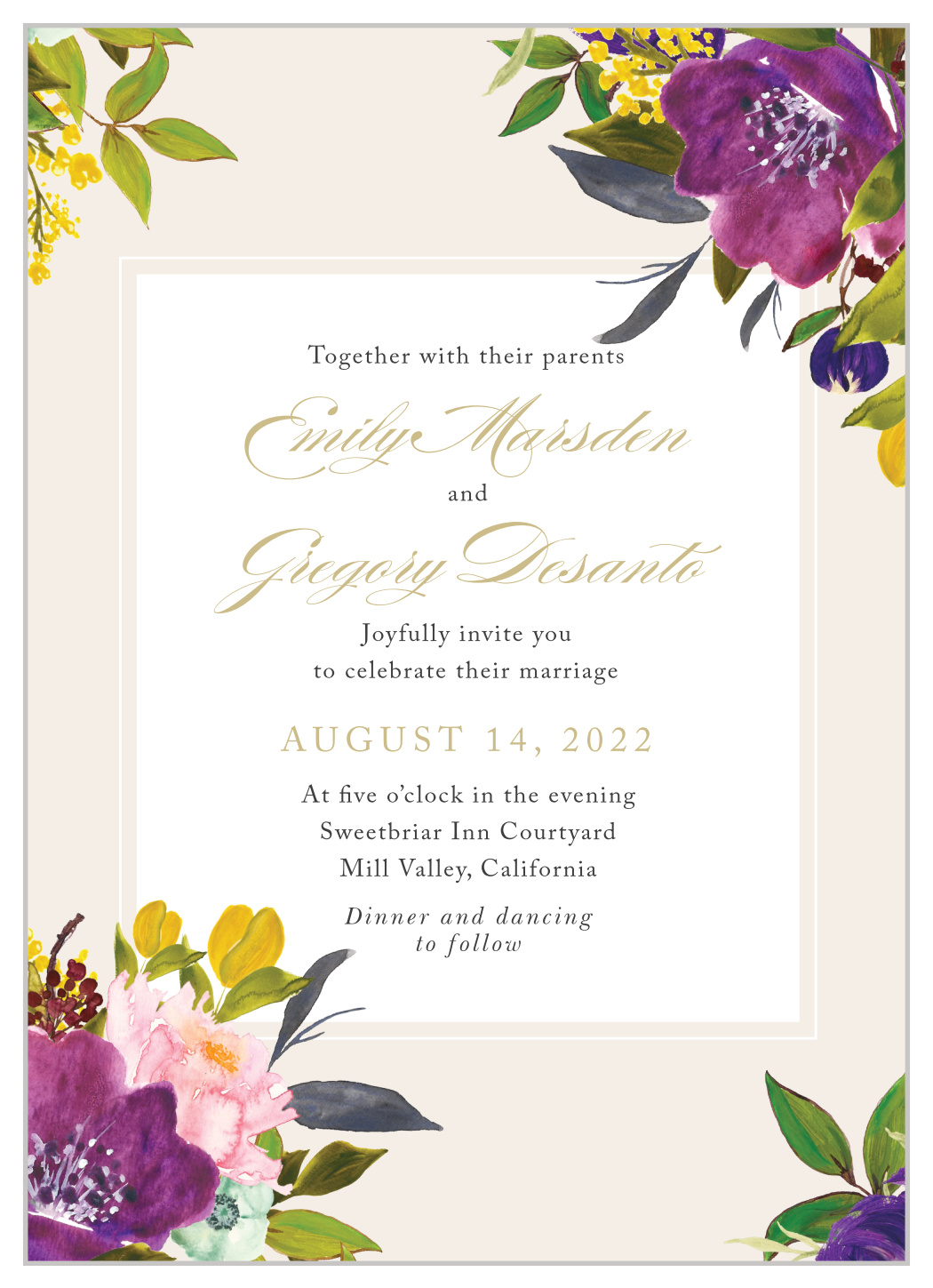 Regal Arrangement Wedding Invitations