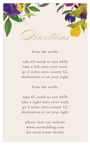 Help your friends and family find your event with our stunning Regal Arrangement Direction Cards. 