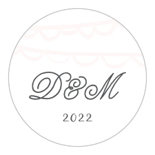 Our Rustic Doodle Wedding Stickers features rough, hand-drawn banners in the background, and your names in thin, hand-drawn text.