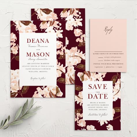 Autumn Aubergine Wedding Invitations
