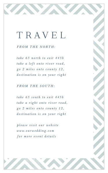 Family and friends will have no issue finding their way to your wedding venue with the help of our Elegantly Modern Direction Cards.