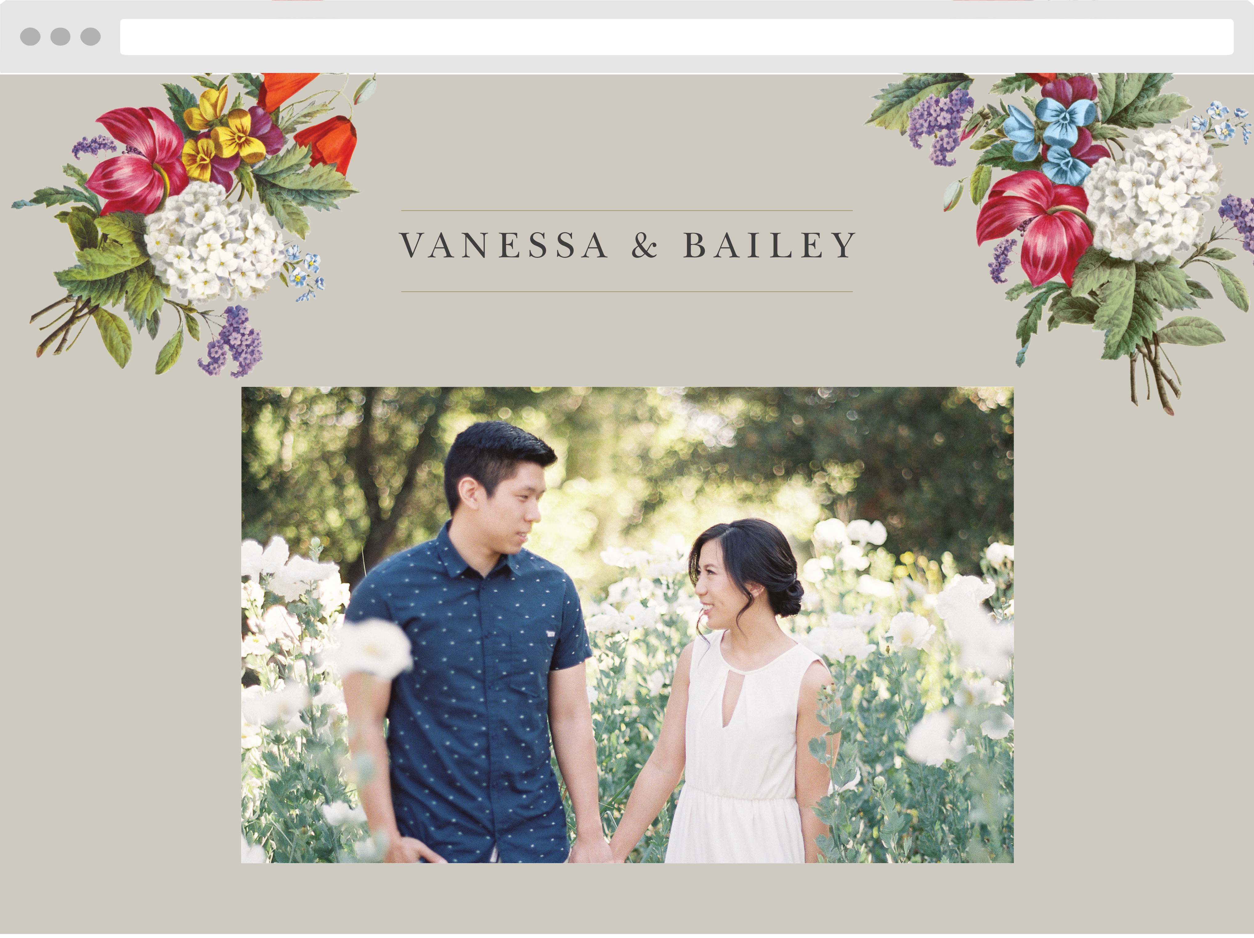 Antique Flowers Wedding Website